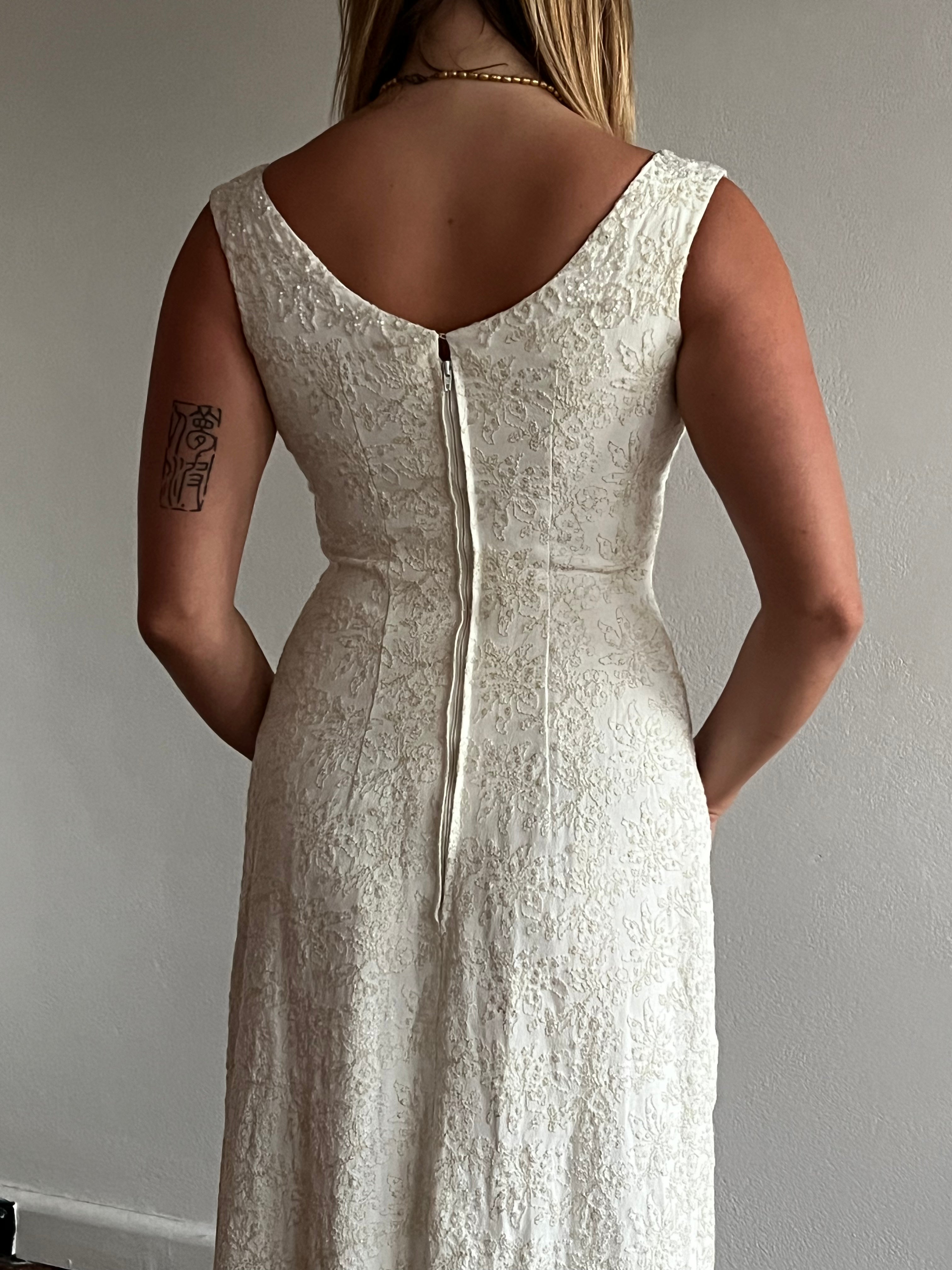 70s Beaded Embroidery Shift Dress