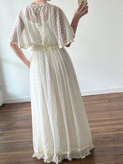 70s Broderie Anglaise Flutter Sleeve Dress