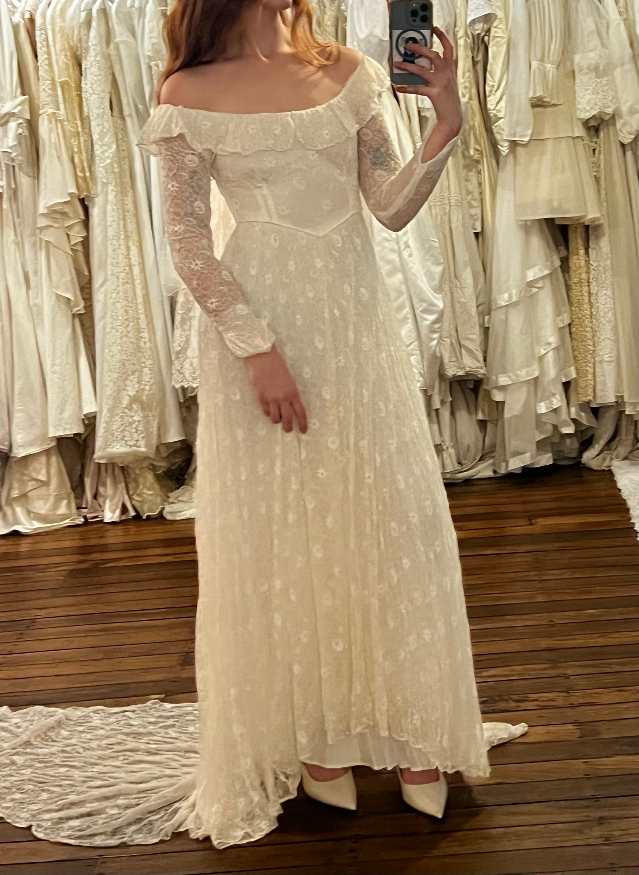 40s Lace Off-the-shoulder Peter Pan Collar Dress