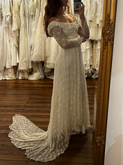 40s Lace Off-the-shoulder Peter Pan Collar Dress