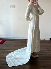 70s Daisy Lace Detail Panel Train Dress