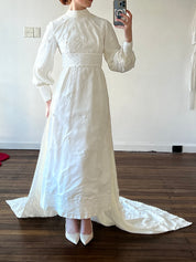 70s Daisy Lace Detail Panel Train Dress