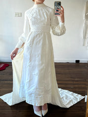 70s Daisy Lace Detail Panel Train Dress