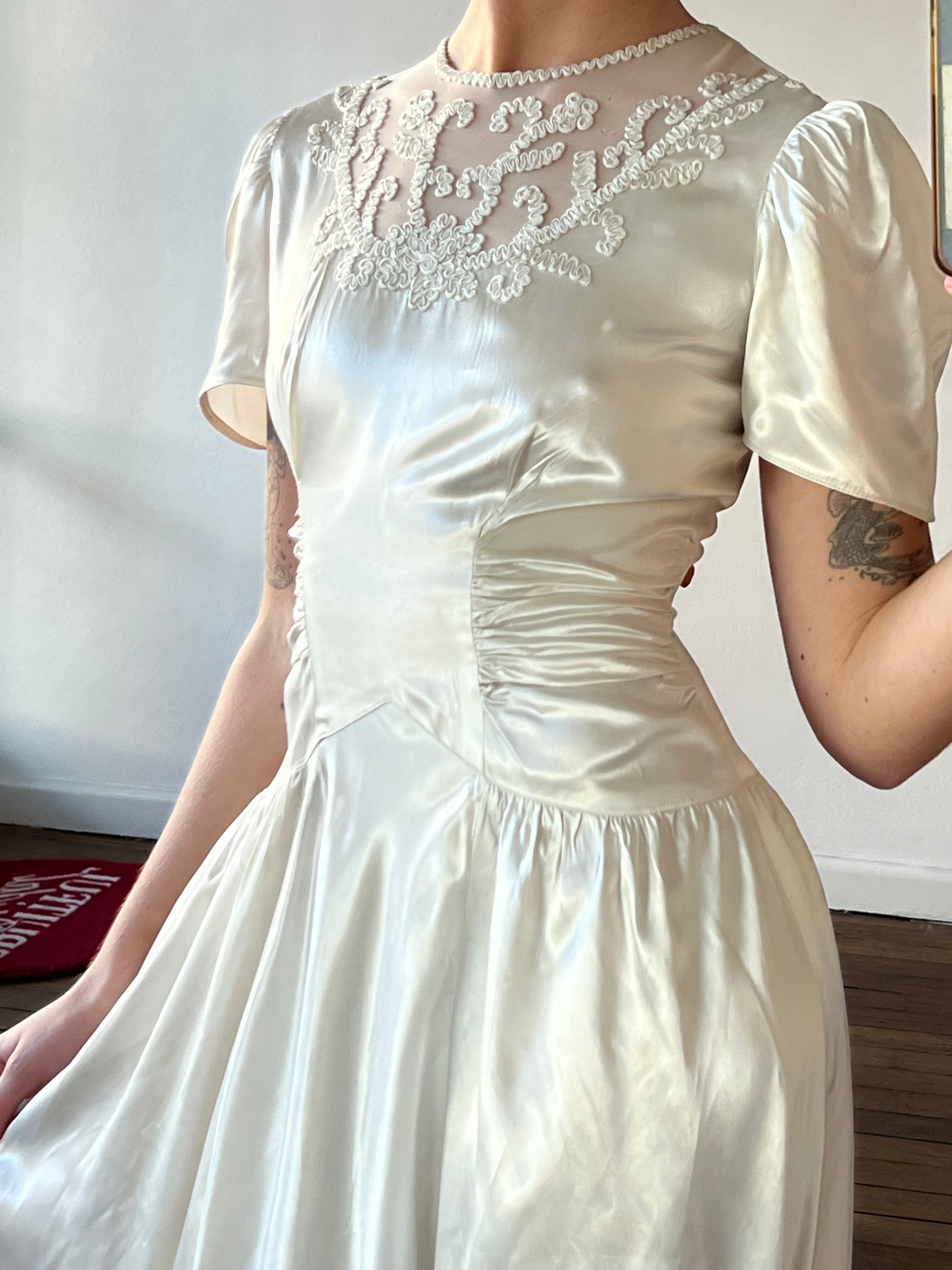 20s Liquid Silk Inverted Basque Waist Dress