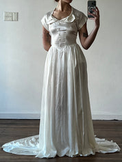 30s Silk Petal Neckline Dress