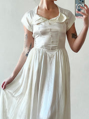 30s Silk Petal Neckline Dress