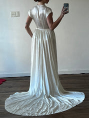 30s Silk Petal Neckline Dress