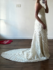 90s Strapless Asymmetrical Ribbon Mermaid Dress
