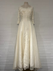 1950s Lace Neckline Organza Princess Dress