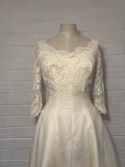 1950s Lace Neckline Organza Princess Dress