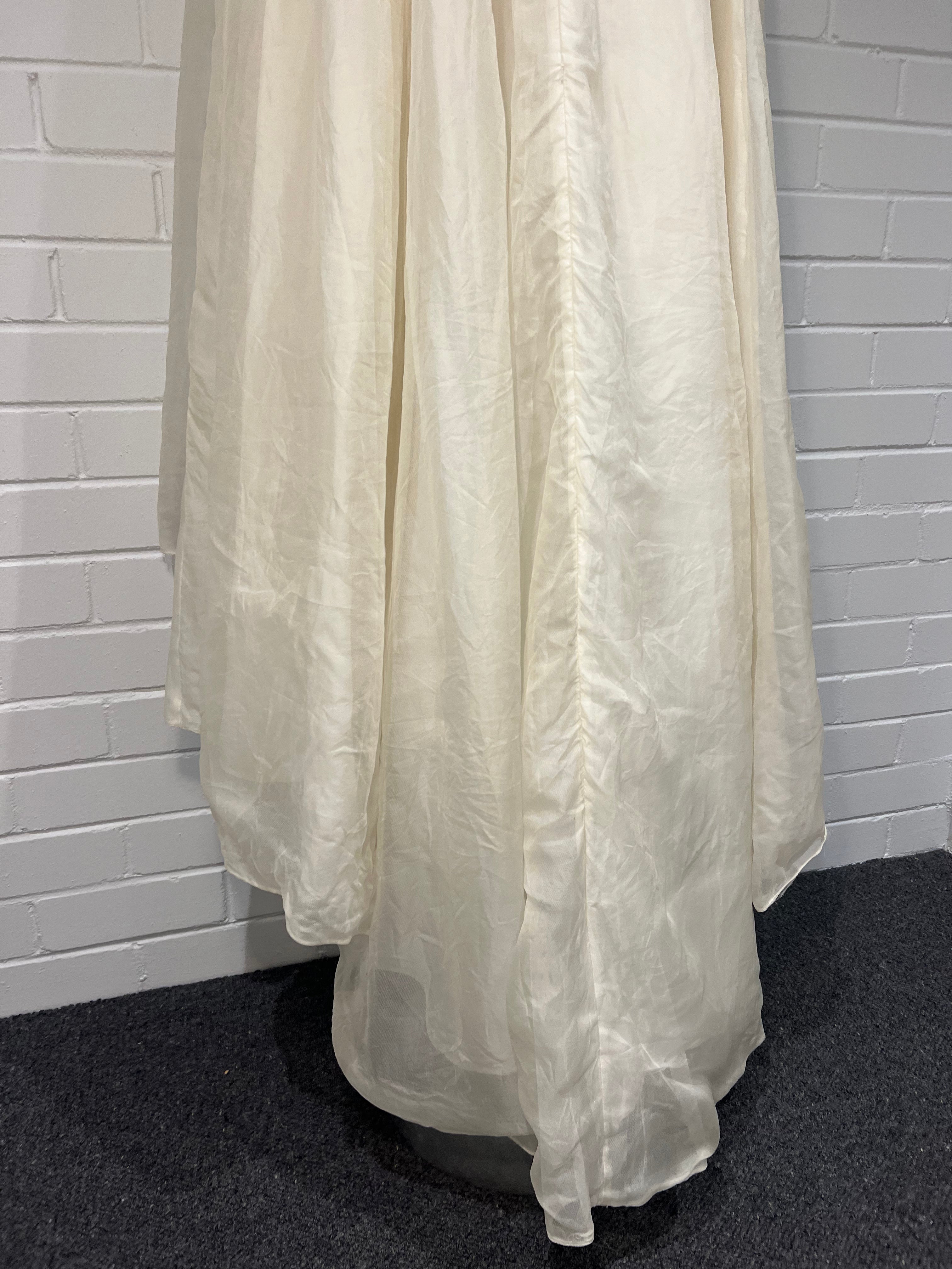 1950s Lace Neckline Organza Princess Dress