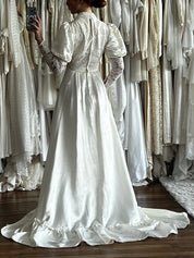 70s Gunne Sax Satin and Lace Empress dress