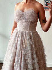 50s Lilac Lace Tiered Tulle Dress
