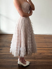 50s Lilac Lace Tiered Tulle Dress