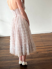 50s Lilac Lace Tiered Tulle Dress