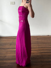 90s Magenta Beaded Silk Bodice and Skirt Set