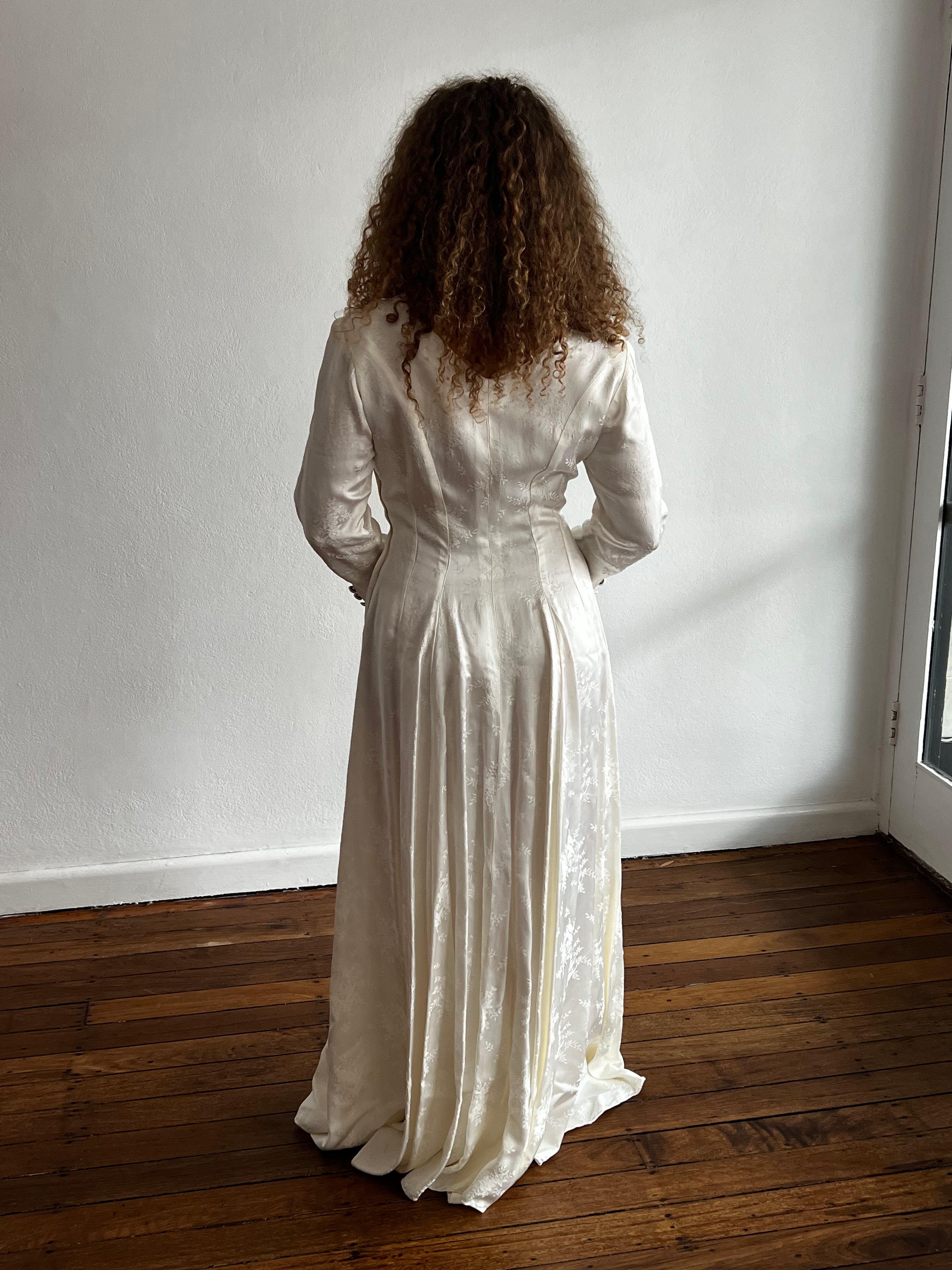 40s Embossed Satin Dress