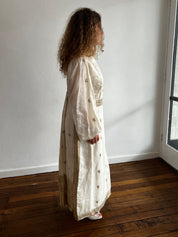 70s Indian Gold Thread Embroidered Dress