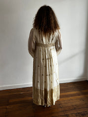 70s Indian Gold Thread Embroidered Dress