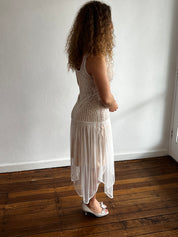 90s does 20s Beaded Flapper Bridal Slip Dress