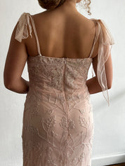 2000s Baby Pink Beaded Silk Slip Dress