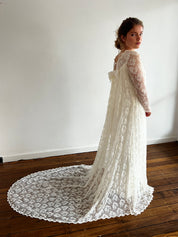 60s Lace Mock Jacket Button-through Shift Dress
