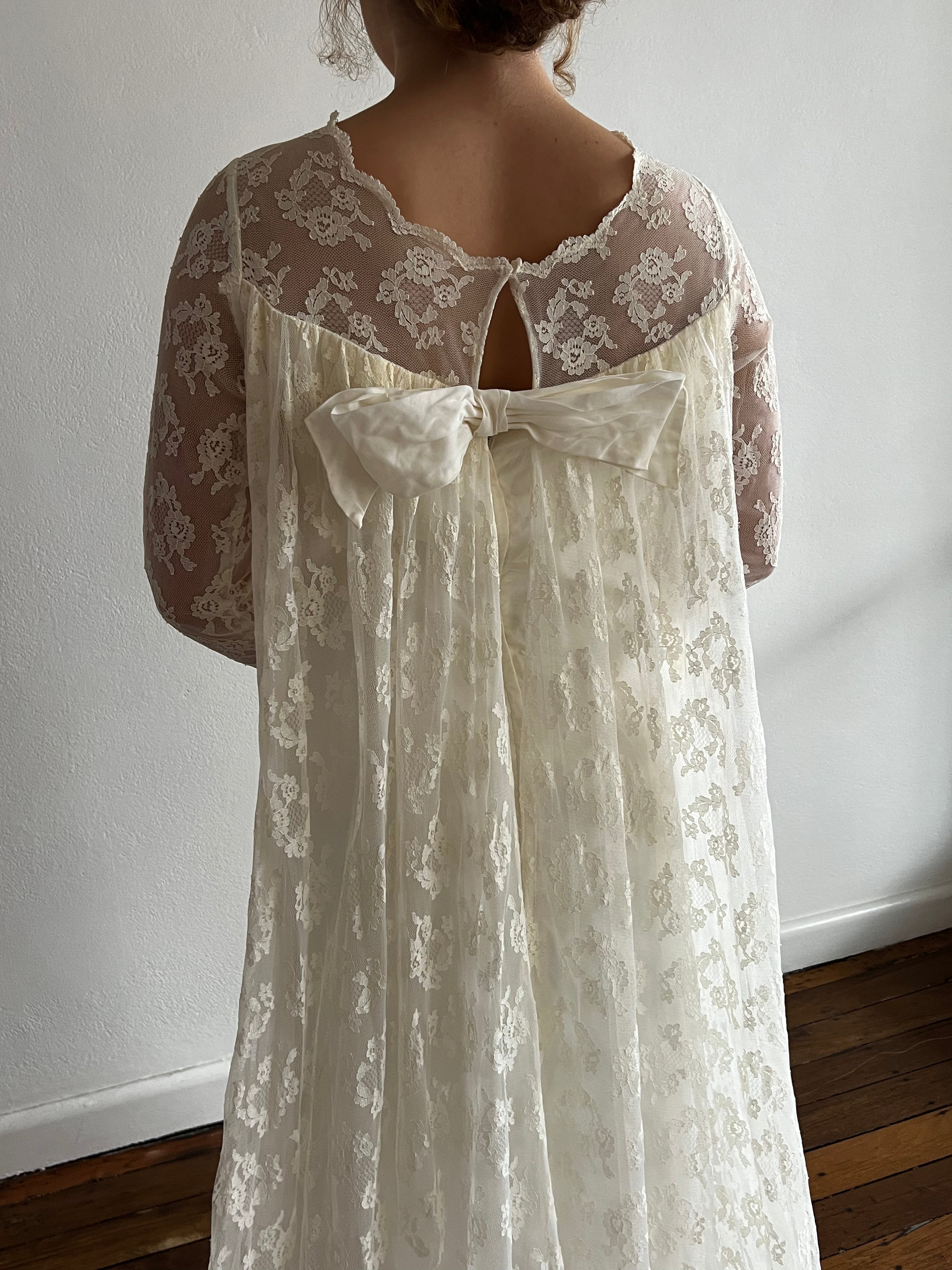 60s Lace Mock Jacket Button-through Shift Dress