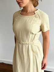 60s Raw Silk Midi with Matching Jacket and Belt