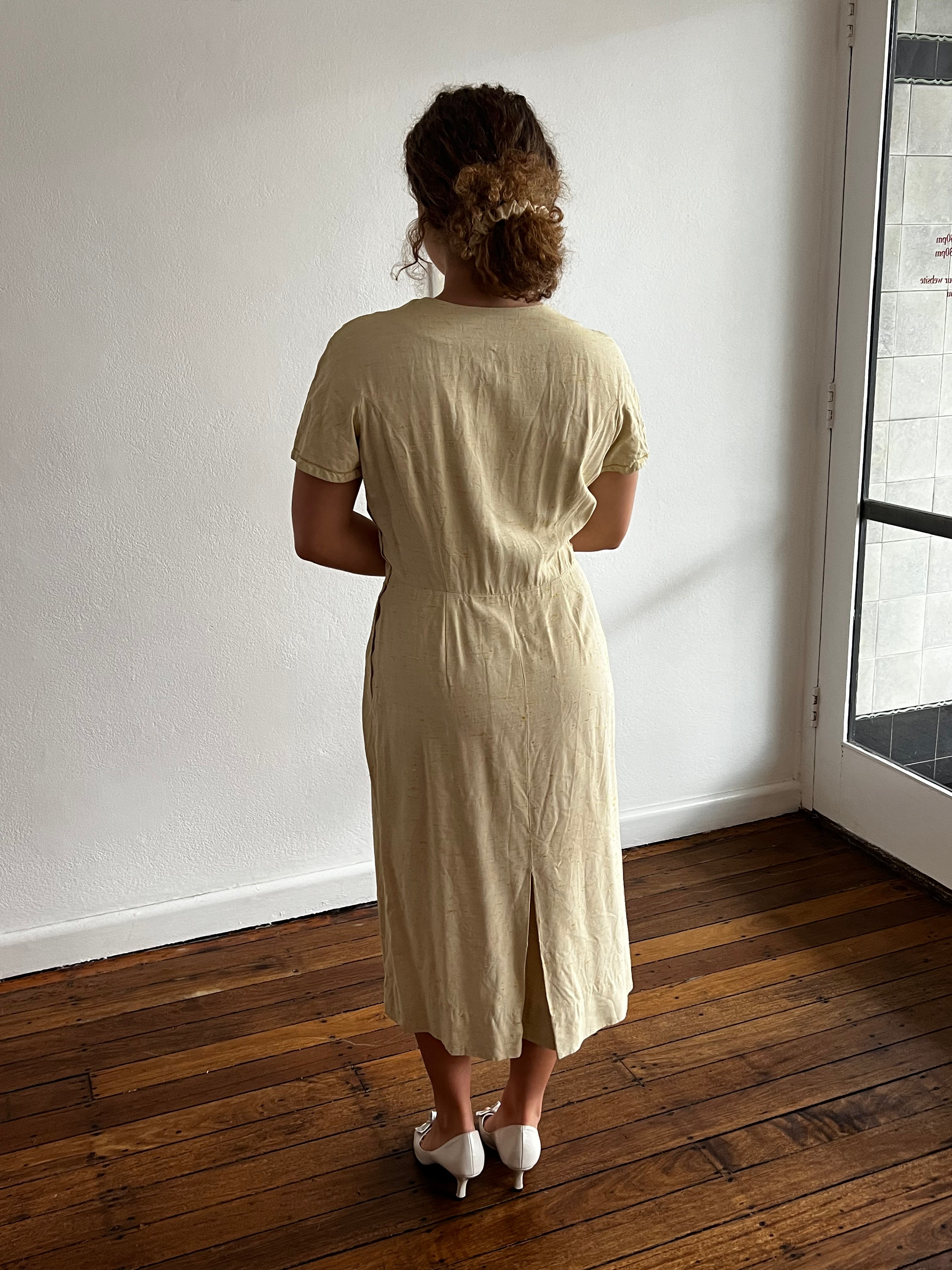 60s Raw Silk Midi with Matching Jacket and Belt