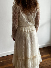 40s Sheer Long Sleeve Lace Prairie Dress