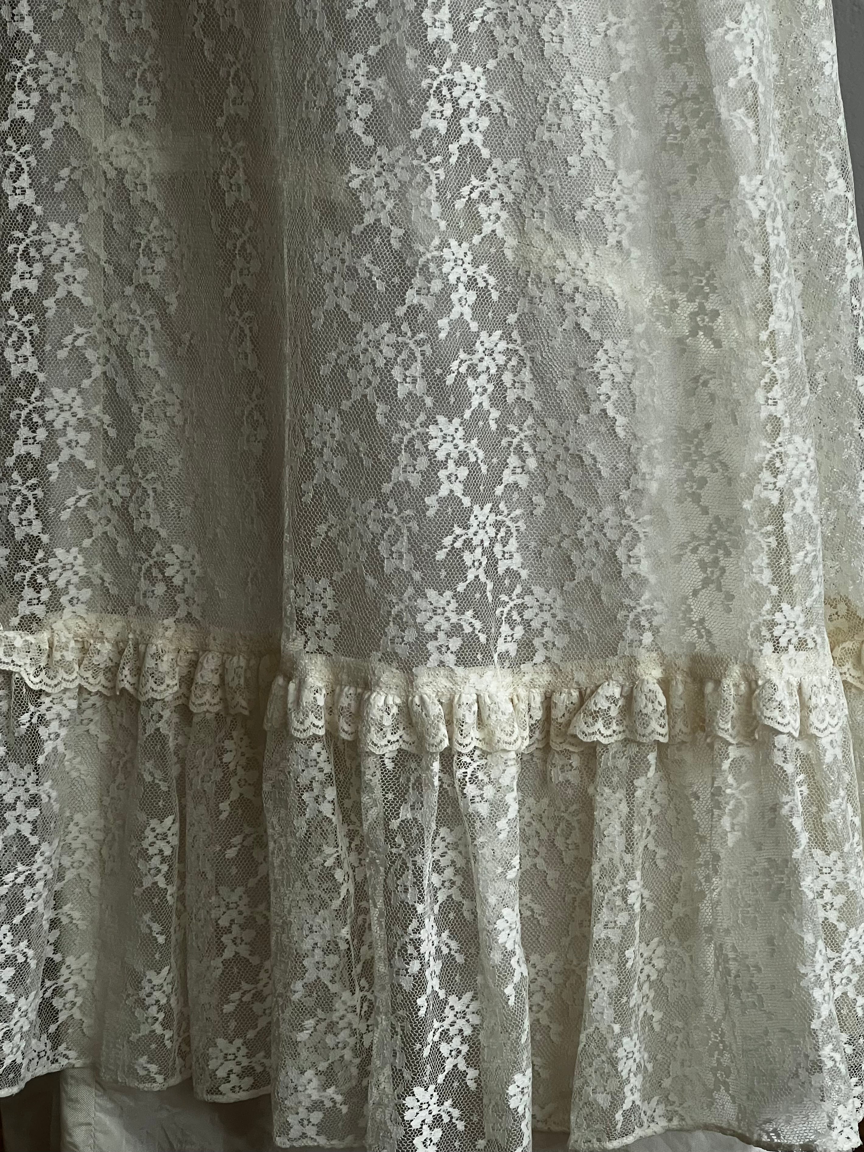 40s Sheer Long Sleeve Lace Prairie Dress