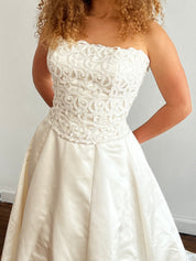 90s Guipure Lace Corset and Satin Skirt Set