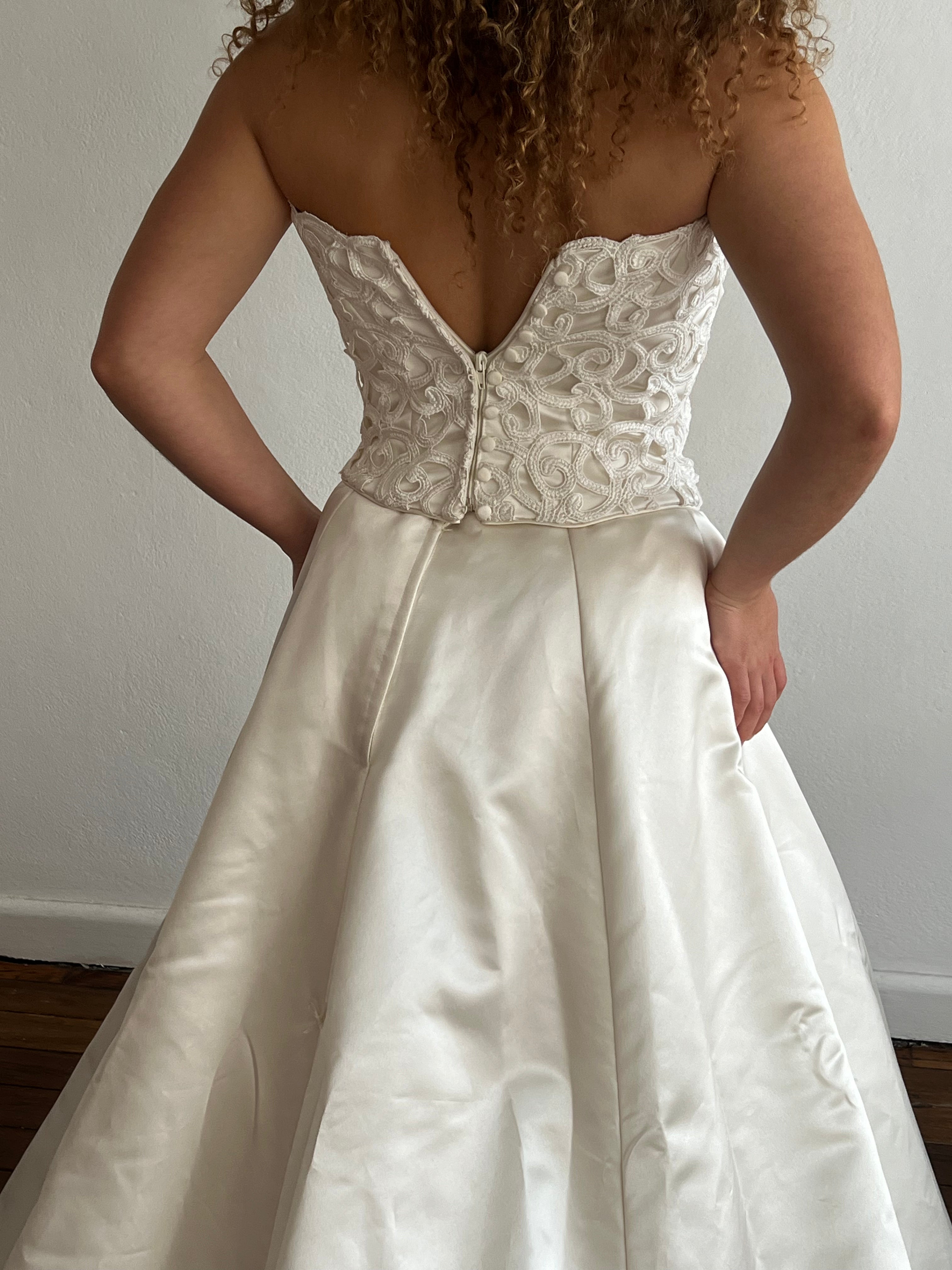 90s Guipure Lace Corset and Satin Skirt Set