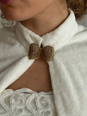 60s Faux Fur Shrug with Bow Hardware