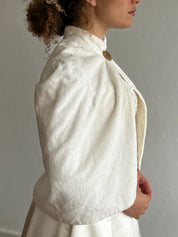 60s Faux Fur Shrug with Bow Hardware
