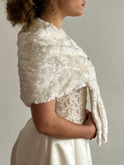 80s Faux Fur Shrug Wrap with Brooch