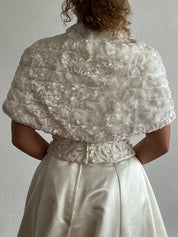 80s Faux Fur Shrug Wrap with Brooch