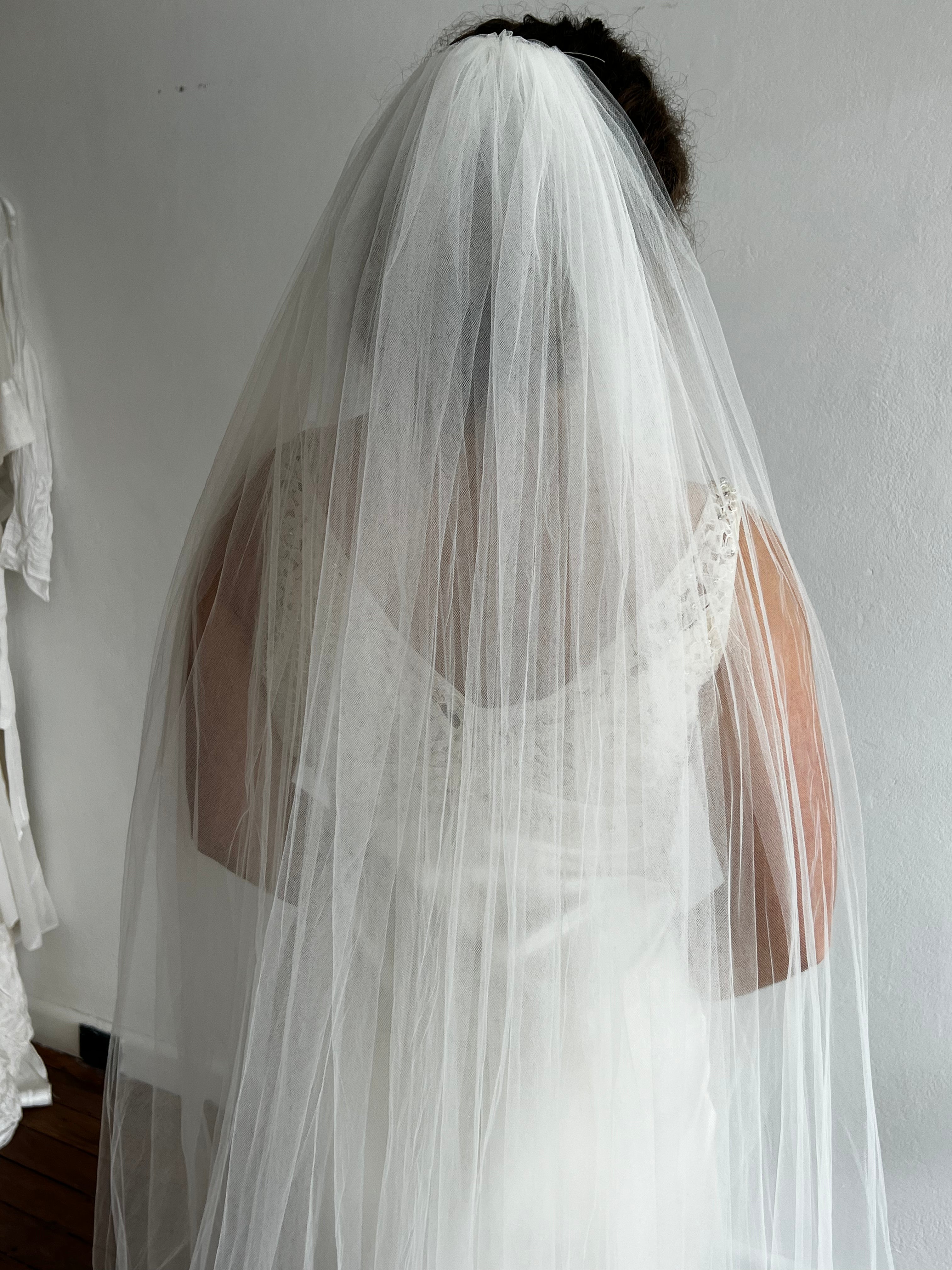 90s Floor Length Double-tiered Veil