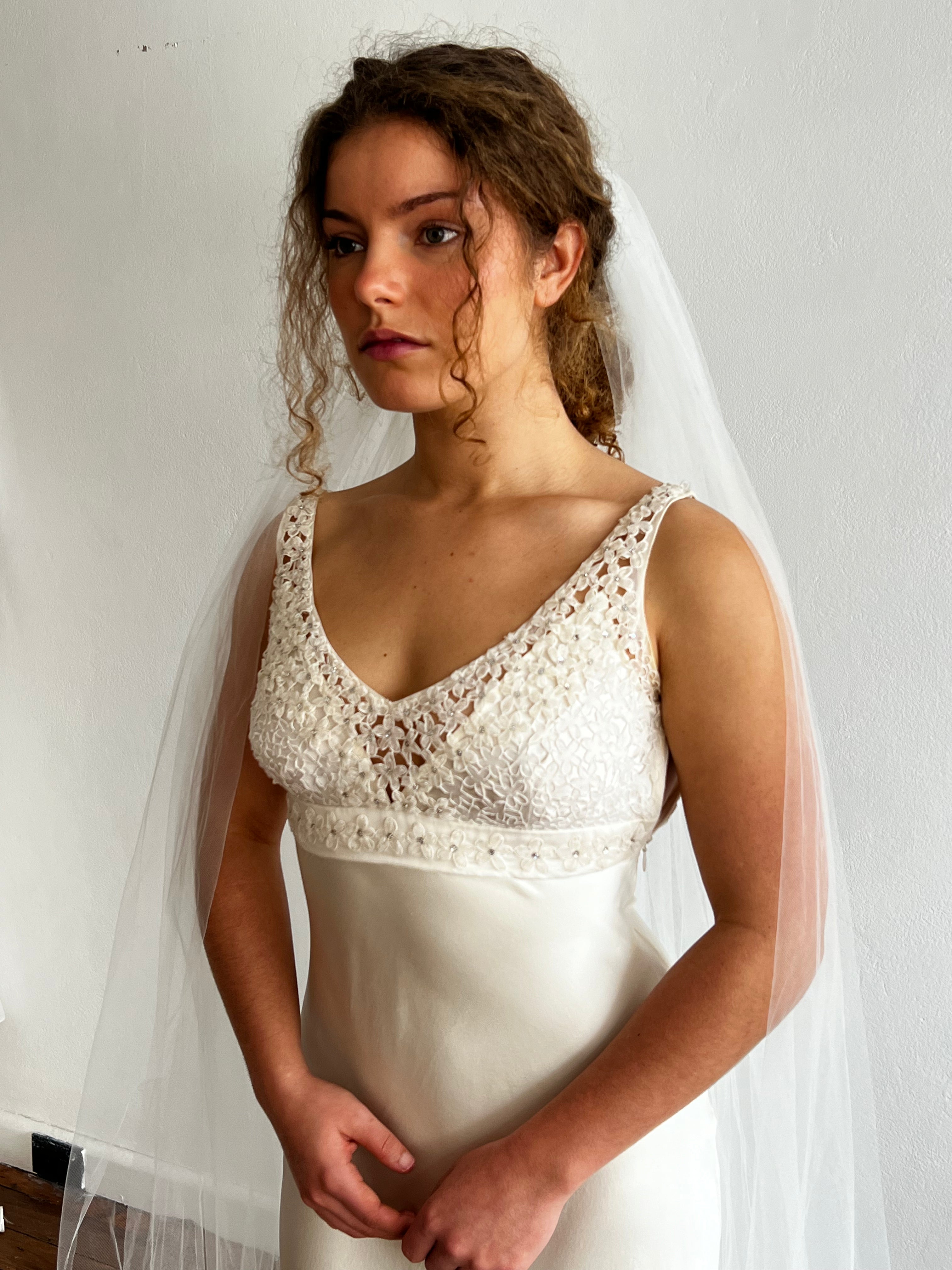 90s Floor Length Double-tiered Veil