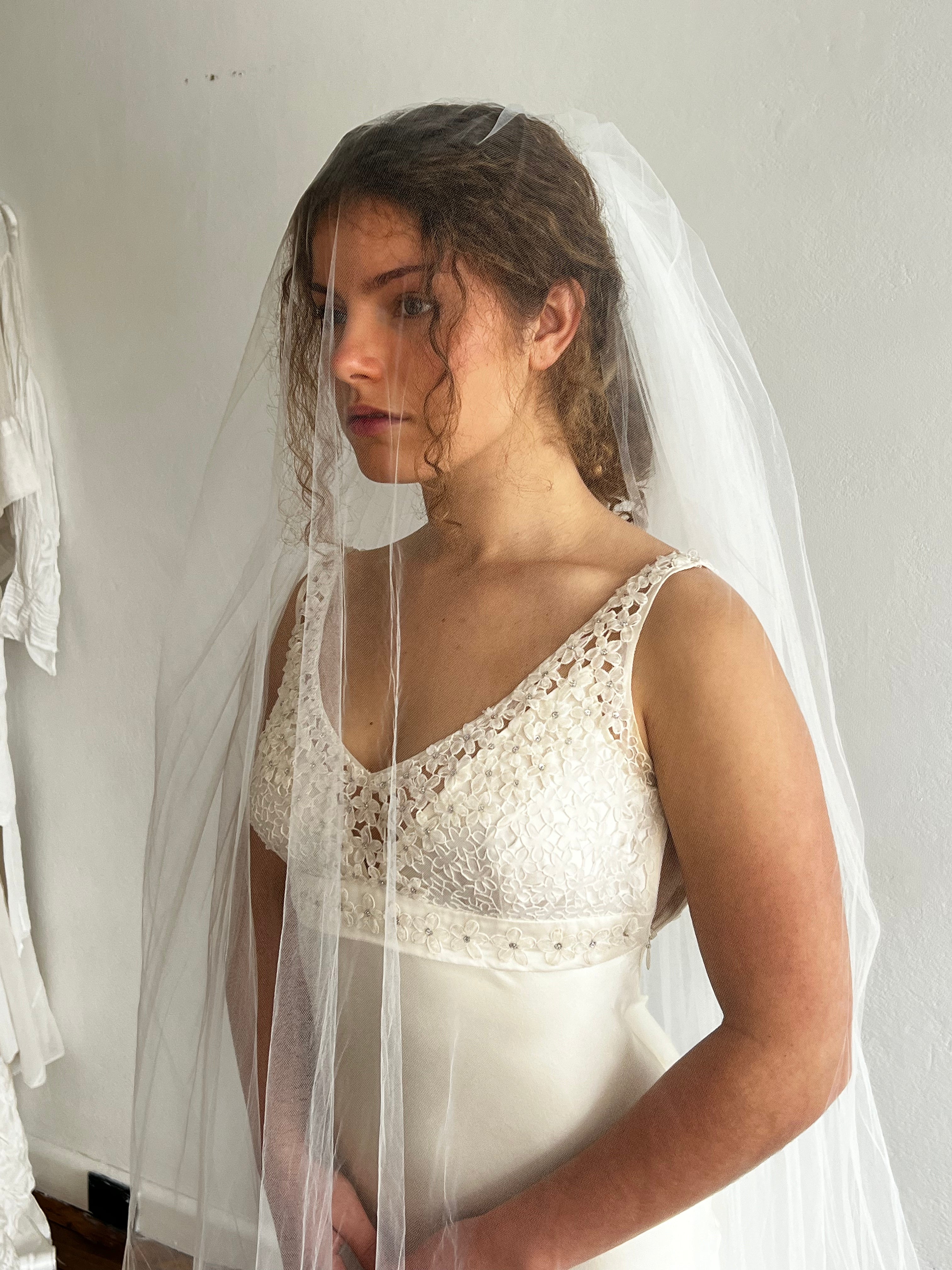90s Floor Length Double-tiered Veil