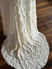 30s Lace Detail Cowl Neck Gossamer Dress