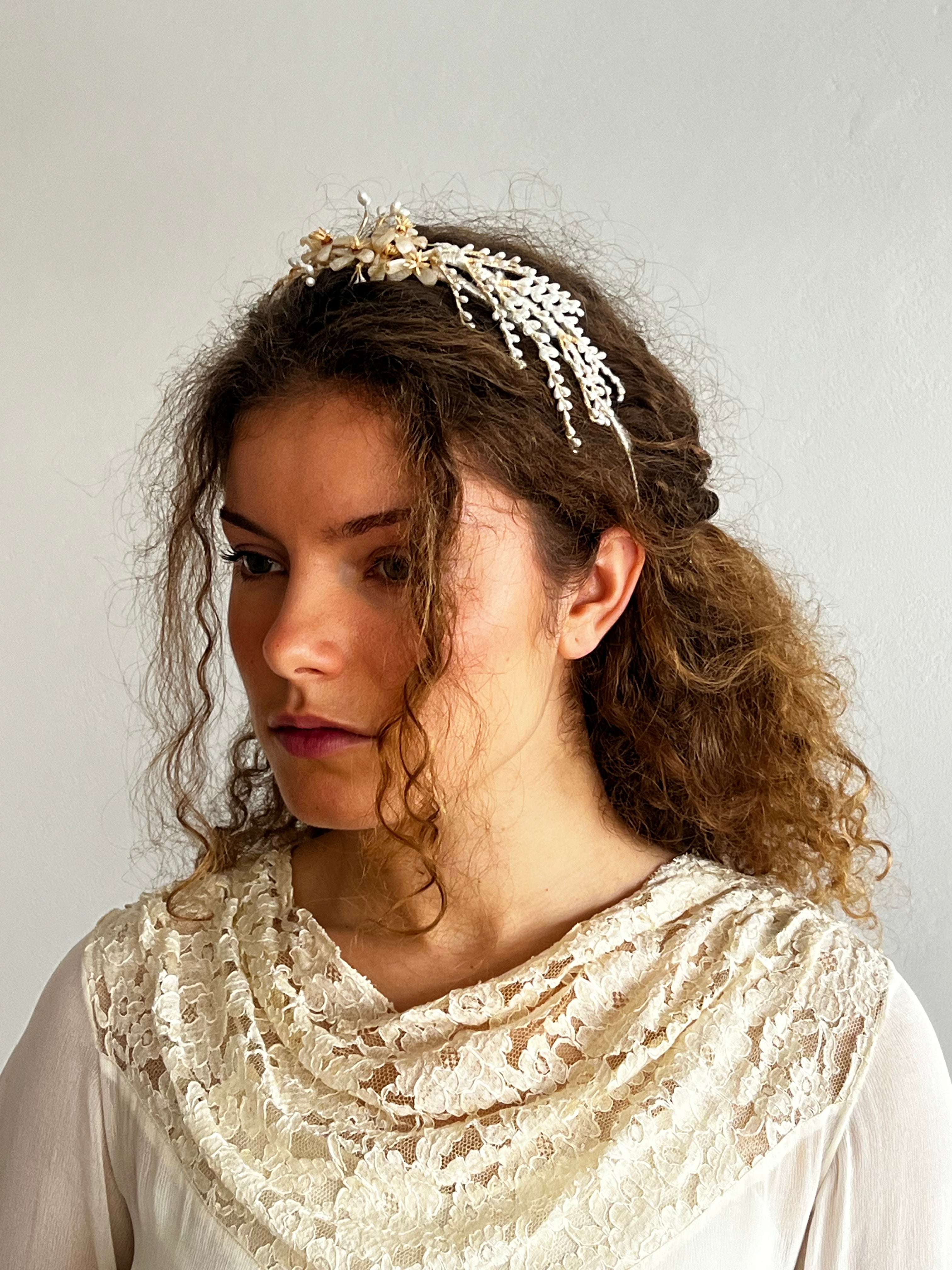 40s Wax Flower and Pearl Headband