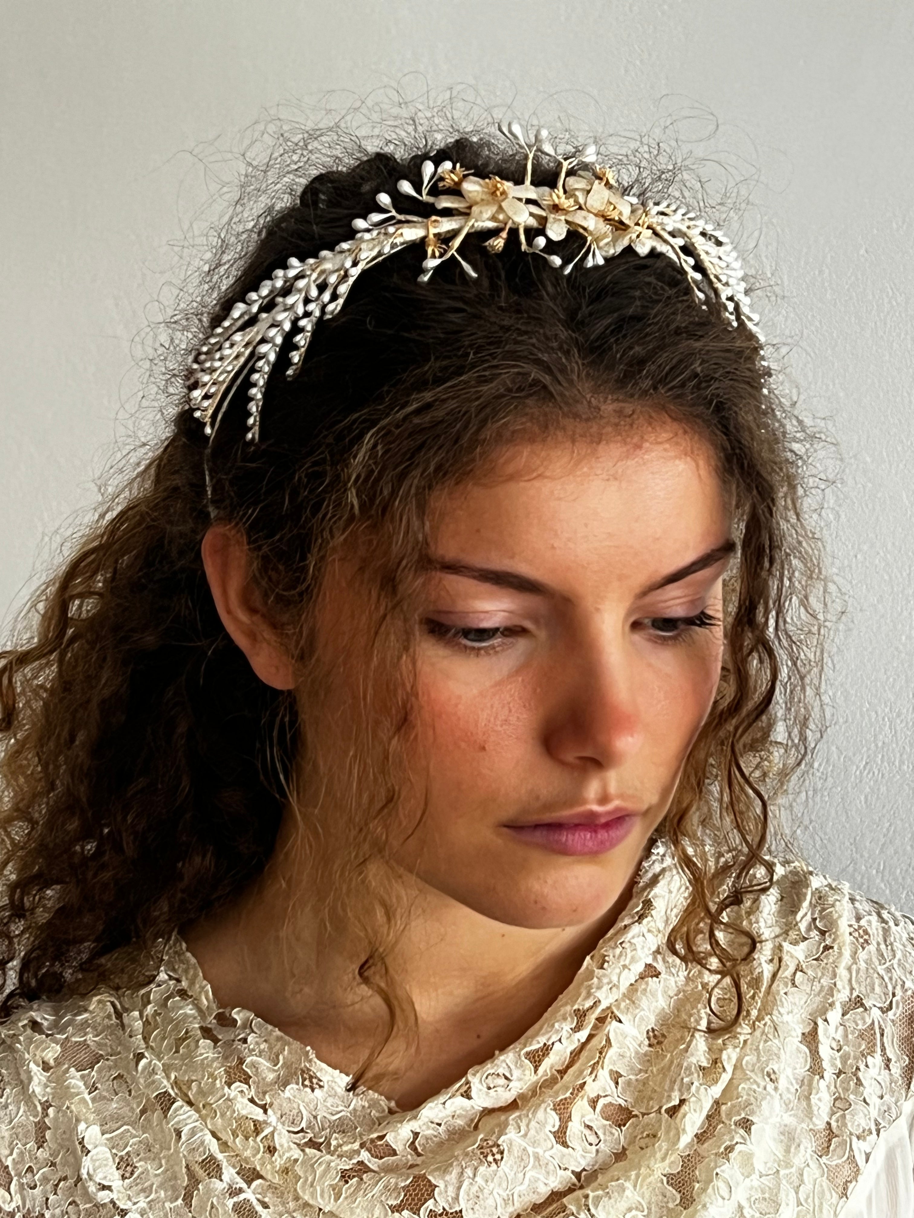 40s Wax Flower and Pearl Headband