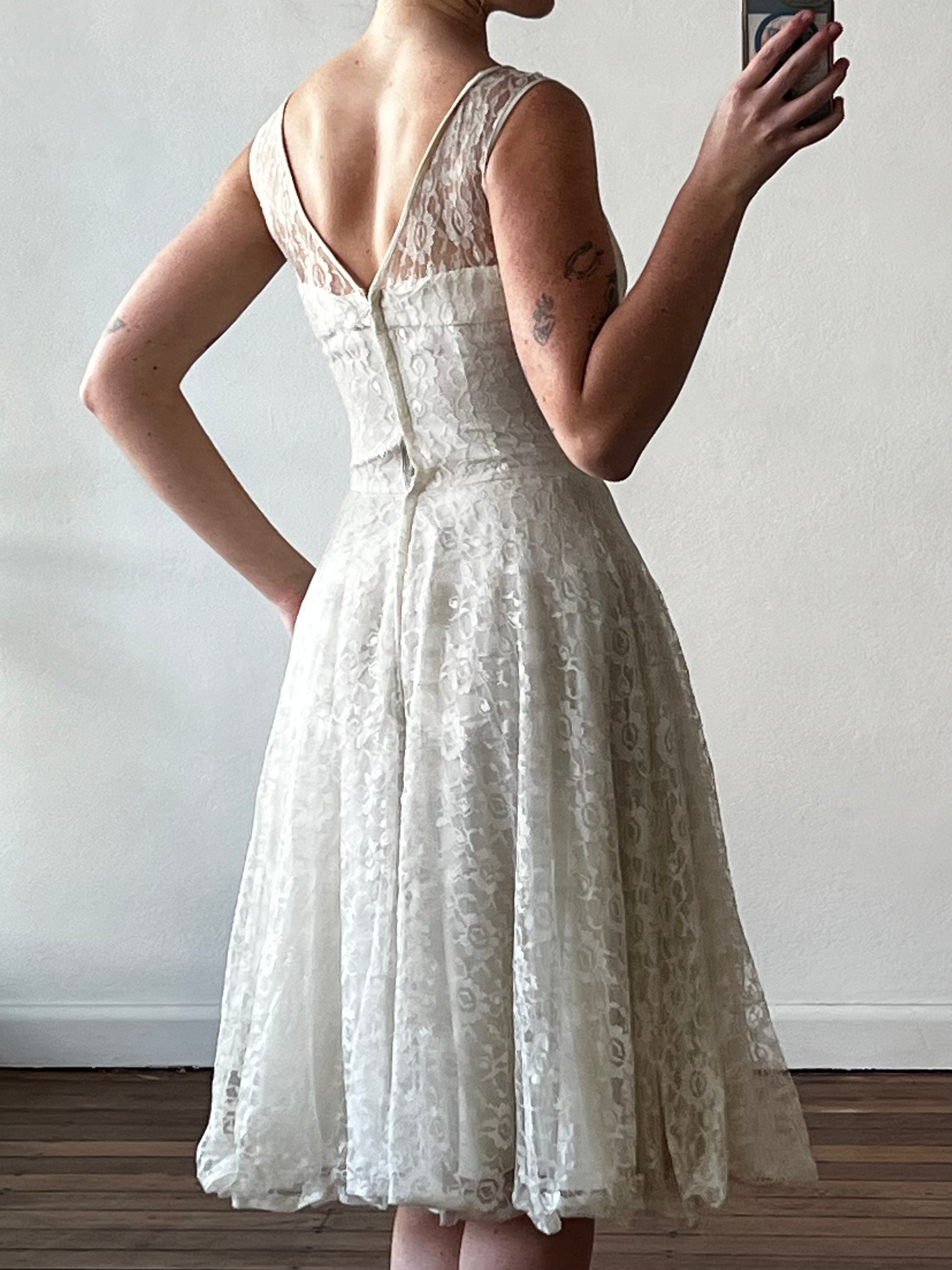 50s Mock Neckline Chantilly Lace Mini