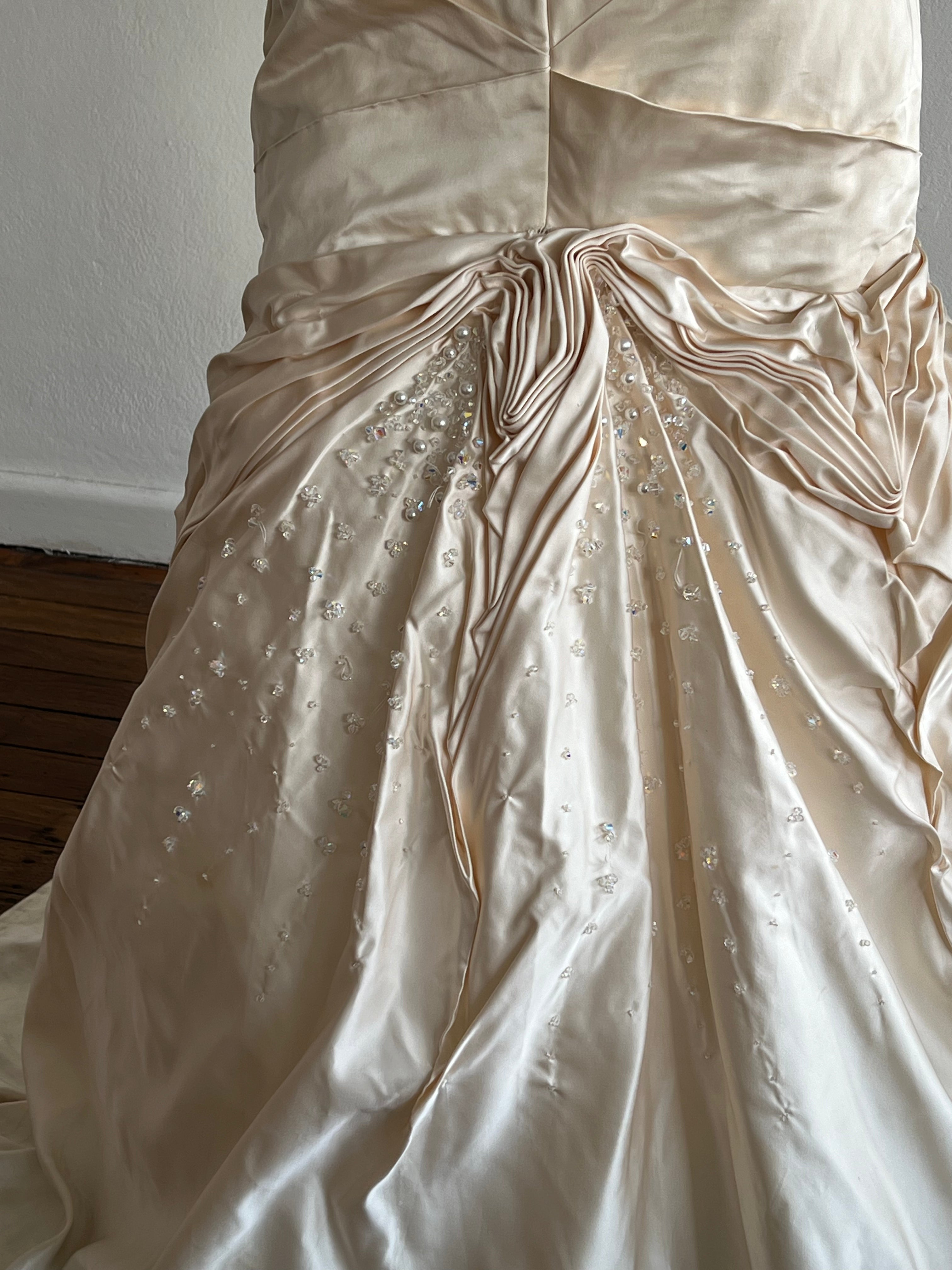 90s Italian Couture Silk Strapless Dress