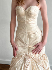 90s Italian Couture Silk Strapless Dress
