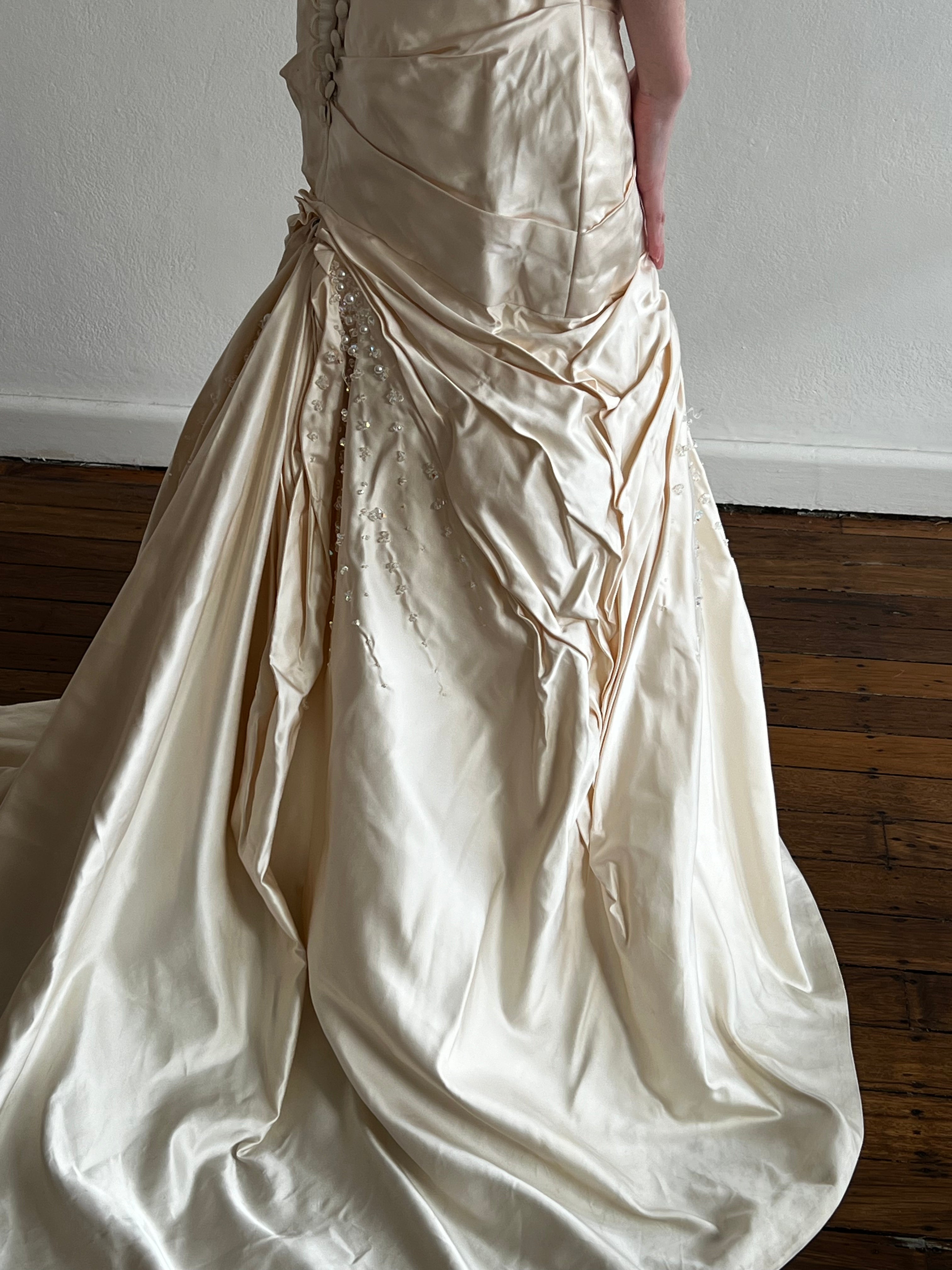 90s Italian Couture Silk Strapless Dress