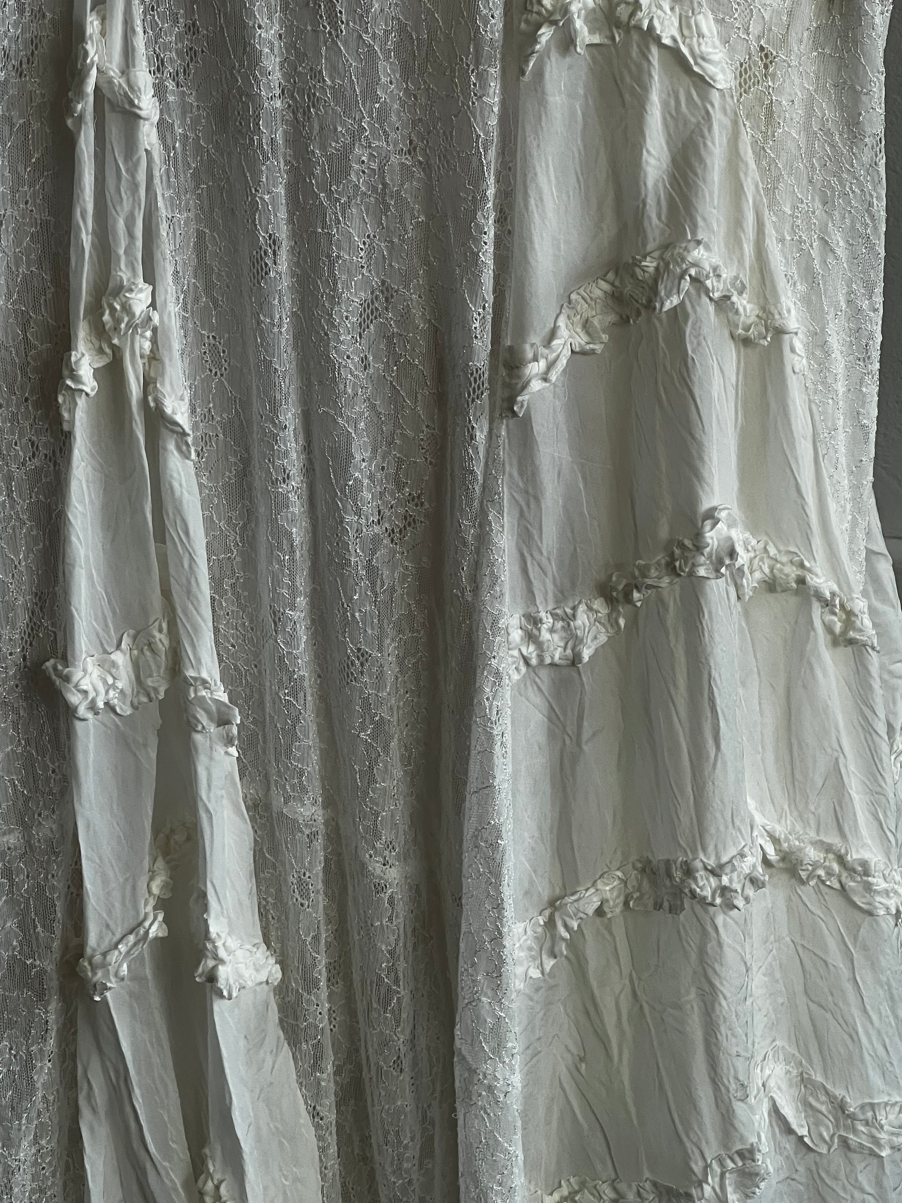 40s Lace and Cotton Ruffle Panel Dress