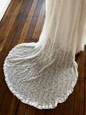 40s Lace and Cotton Ruffle Panel Dress