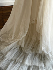 60s Lace Detail Bateau Mock Neckline Dress